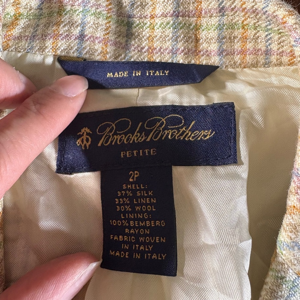 Vintage Brooks Brothers Multicolor Plaid women’s Blazer made in Italy
